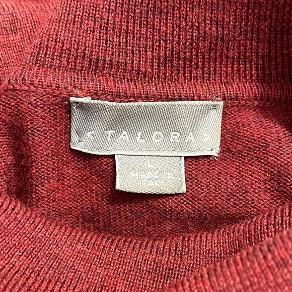Talora Merino Wool Turtleneck Sweater Raglan Sleeves Red Size Large Holiday - Picture 8 of 9